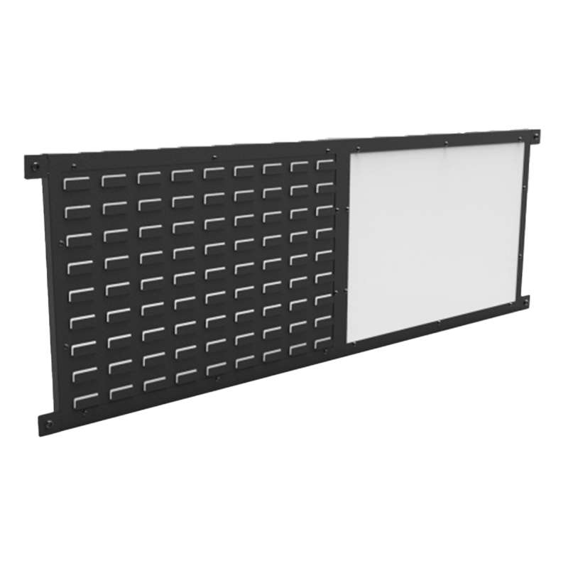 Black Bin Panel Enclosure with Magnetic Dry Erase White Board, 72 x 20"